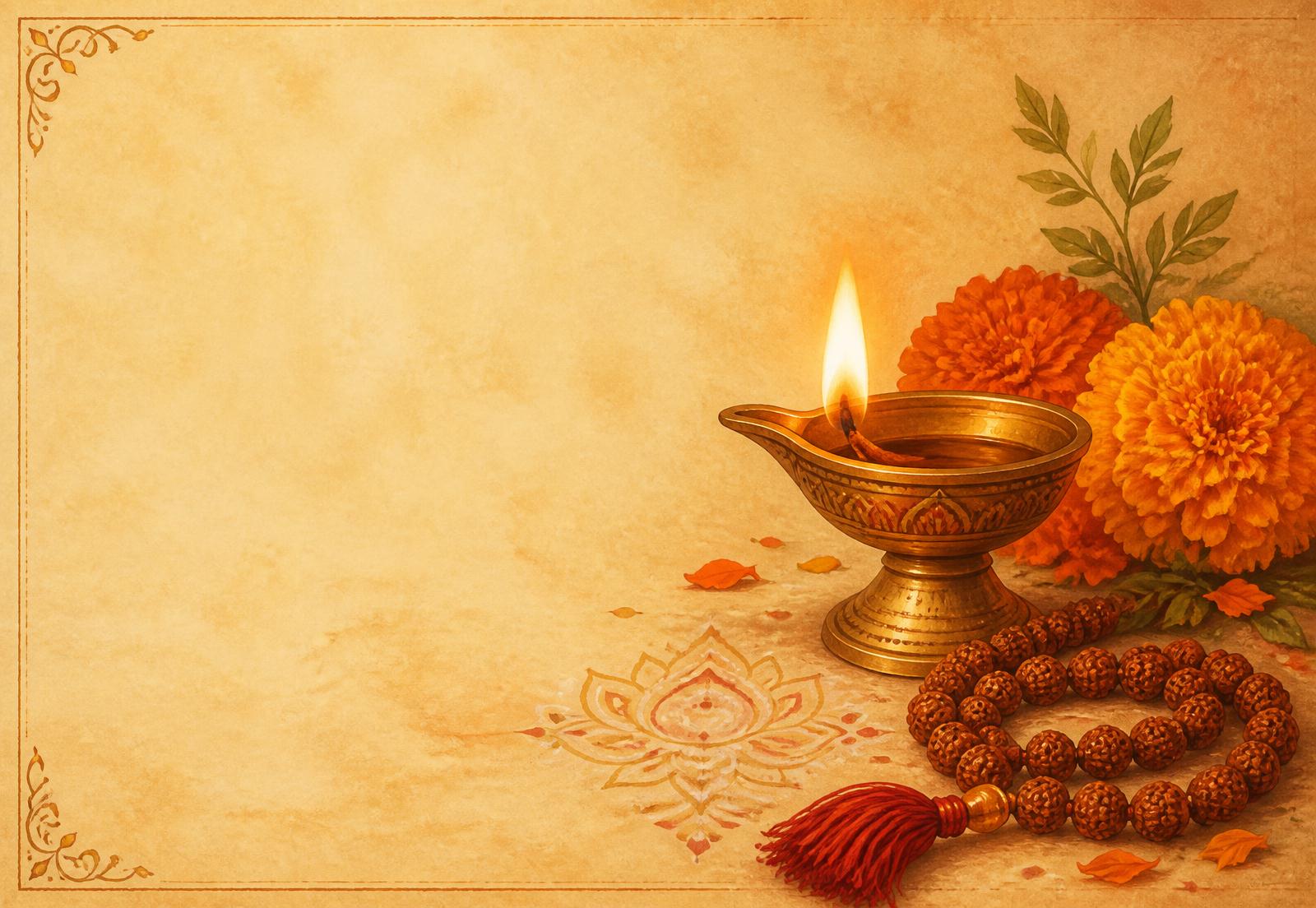 A diya illuminated in warm light